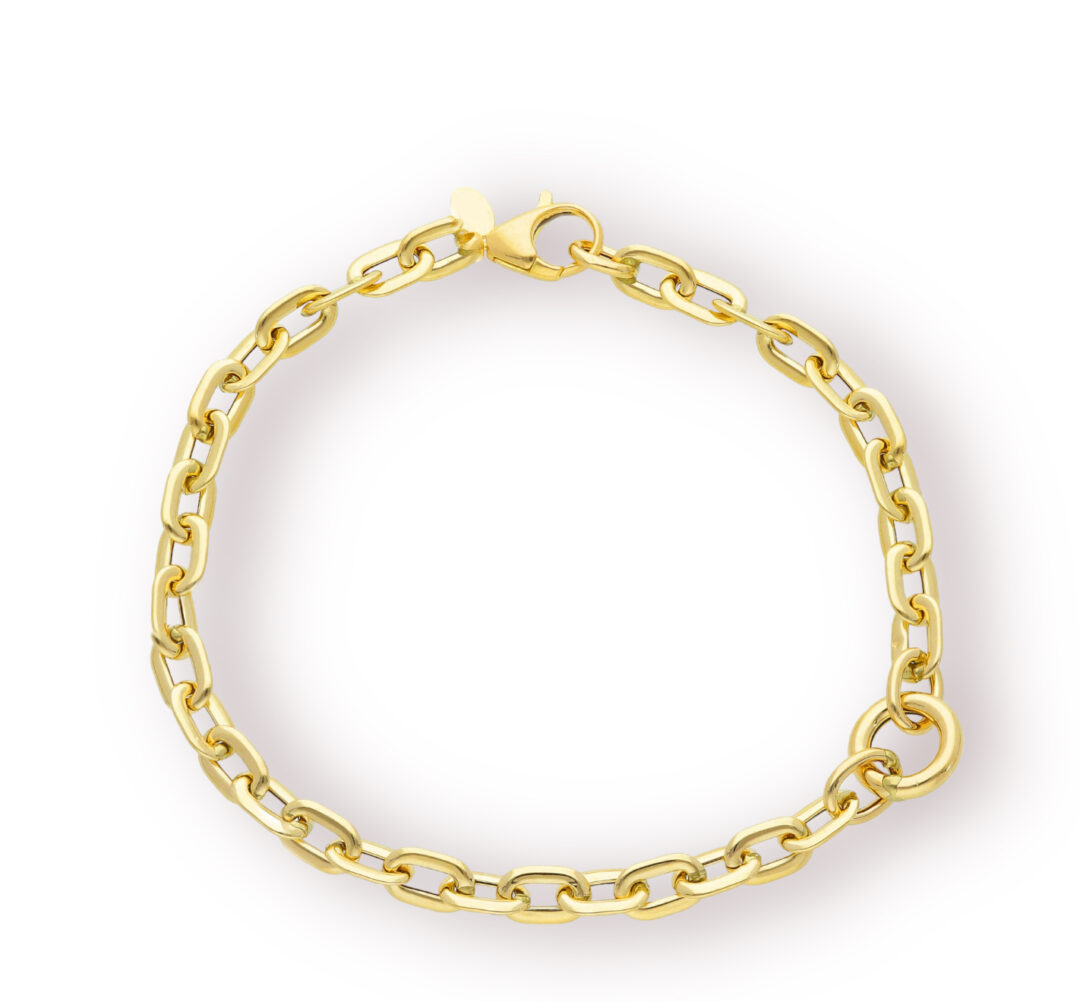 Bracciale Donna In Oro Giallo 750 con Maglie Allungate e Anellino