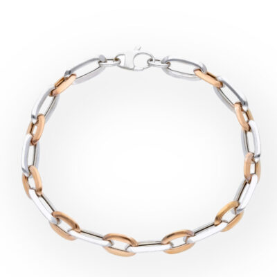 Bracciale  Donna In Oro Giallo e Rosa 750 con Maglie Ovali Alternate