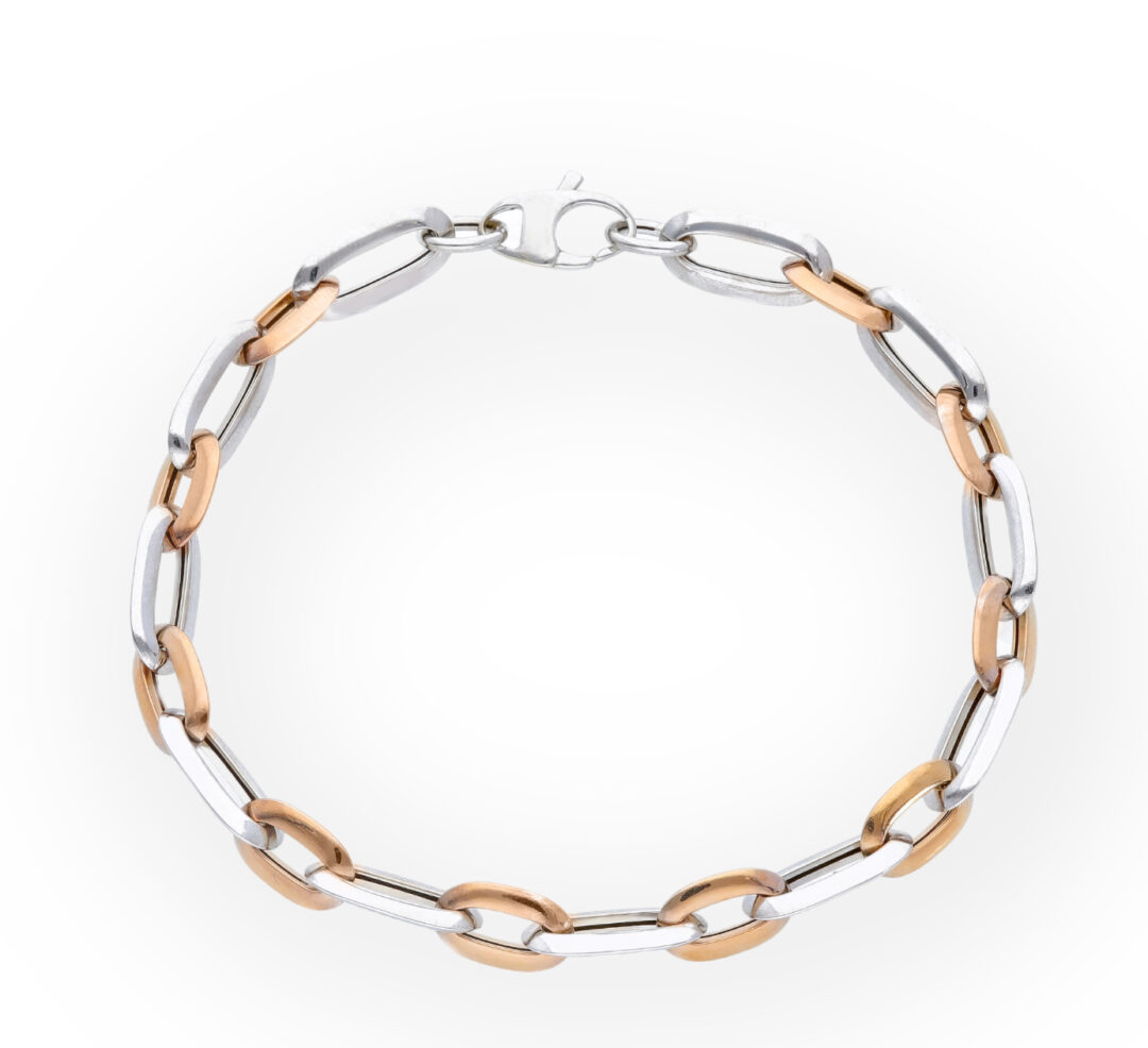 Bracciale Donna In Oro Giallo e Rosa 750 con Maglie Ovali Alternate
