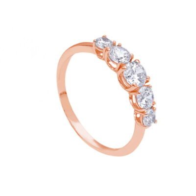 Anello a Fedina in Oro Rosa 750 con Zirconi