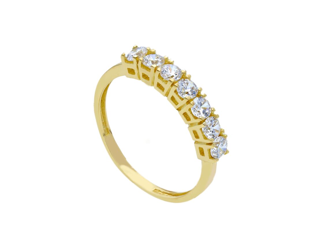 Anello Donna a Fedina In Oro Giallo 750 con Zirconi
