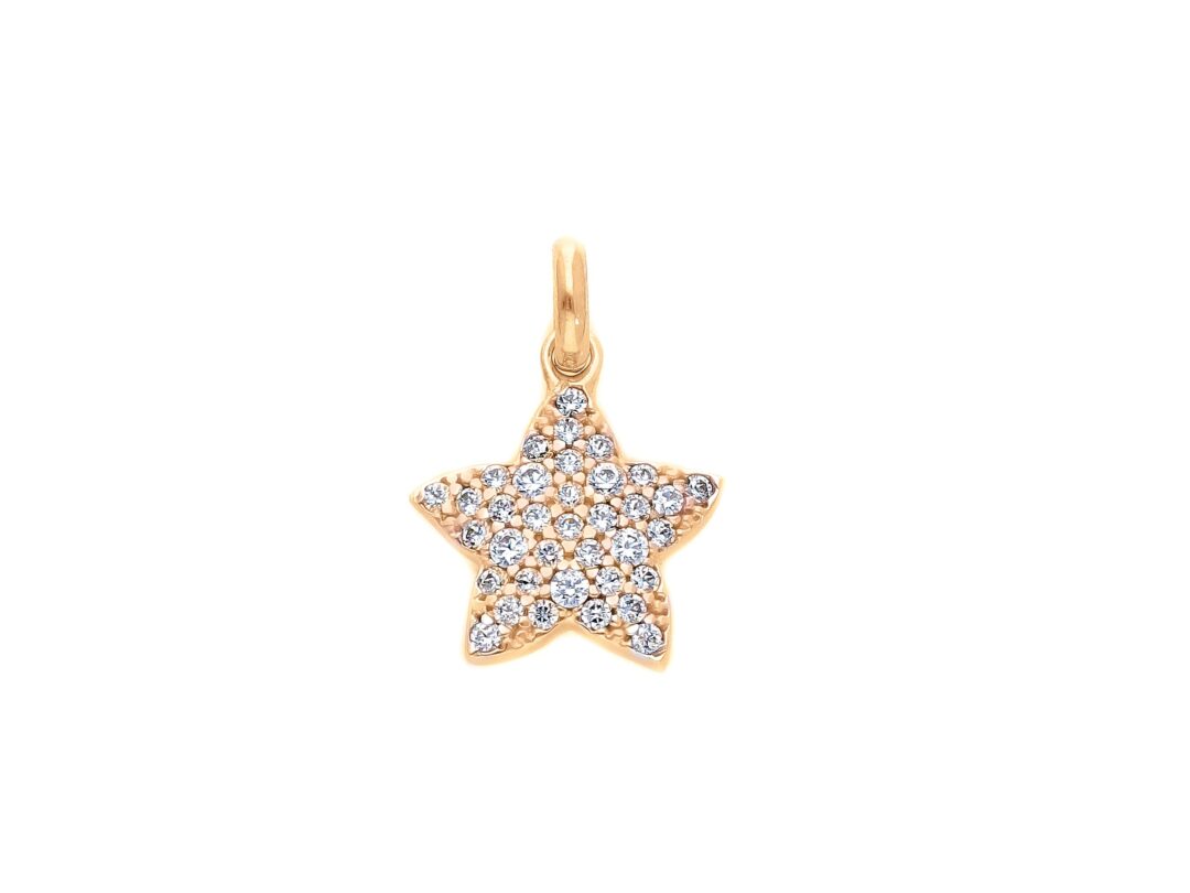 Ciondolo Stella In Oro Giallo 750 E Zirconi