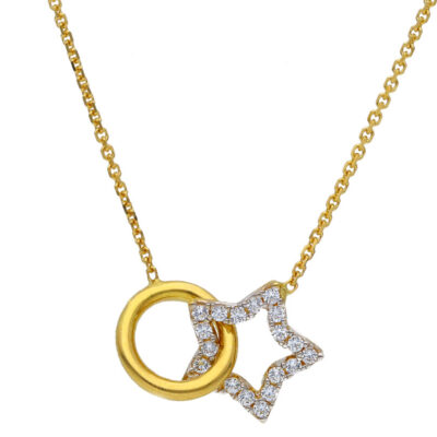 Girocollo Donna Oro Giallo 750 con Stellina di Zirconi