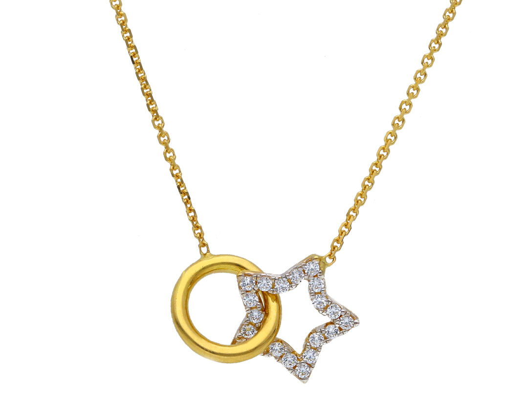Girocollo Donna Oro Giallo 750 con Stellina di Zirconi