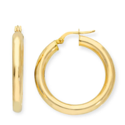 Orecchini a Cerchio Oro Giallo 750 Tondi Canna 4mm Diametro 2 cm