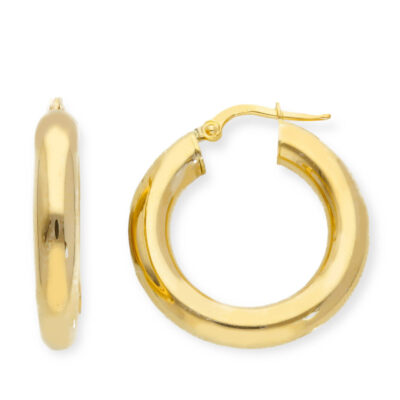 Orecchini a Cerchio Oro Giallo 750 Tondi Canna 5 mm Diametro 1,5 cm