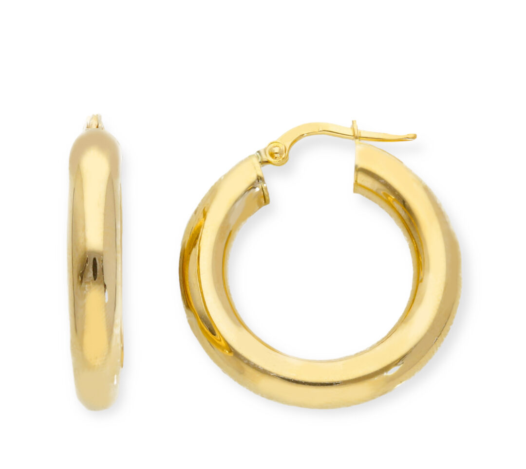 Orecchini a Cerchio Oro Giallo 750 Tondi Canna 5 mm Diametro 1,5 cm