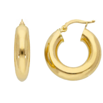 Orecchini a Cerchio Oro Giallo 750 Tondi Canna 5 mm Diametro 1 cm