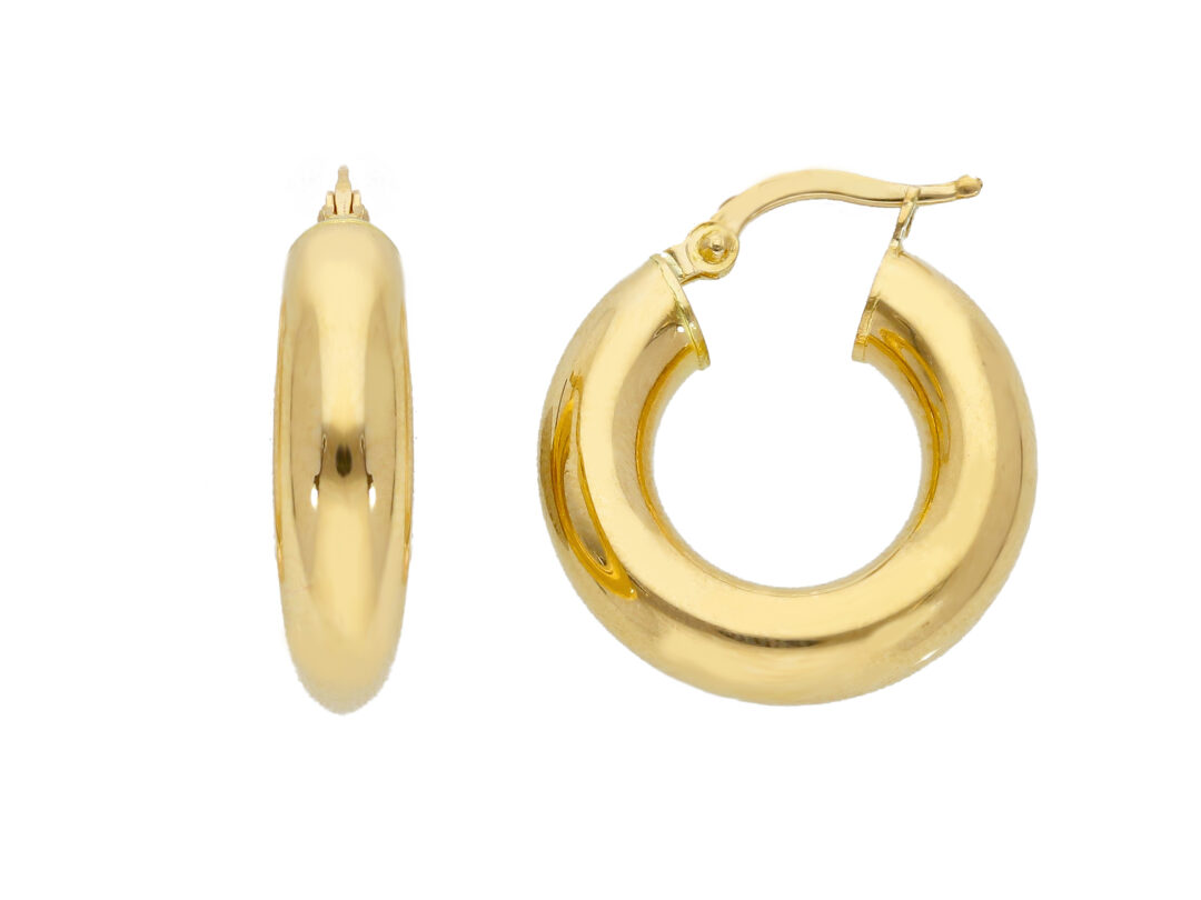 Orecchini a Cerchio Oro Giallo 750 Tondi Canna 5 mm Diametro 1 cm