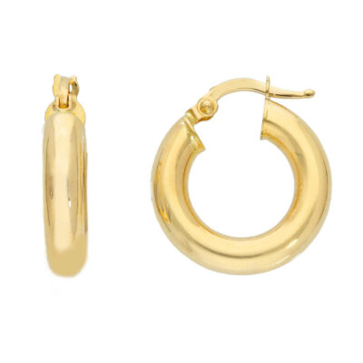Orecchini a Cerchio Oro Giallo 750 Tondi Canna 4 mm Diametro 1 cm