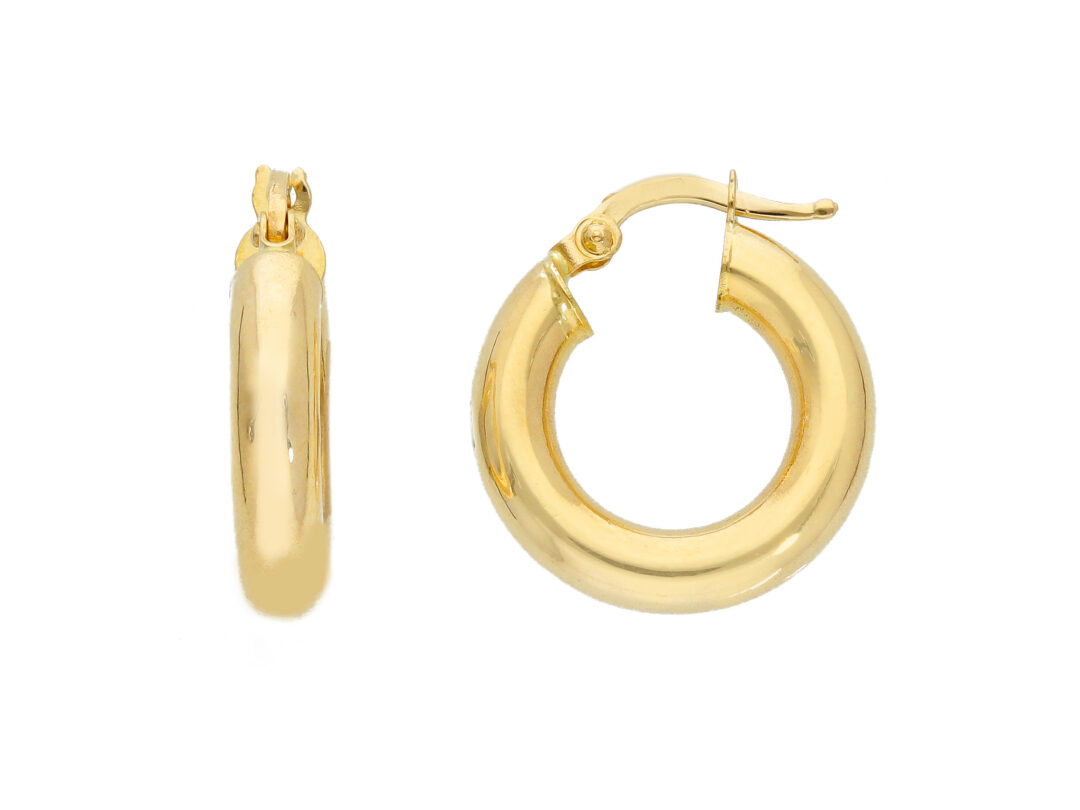 Orecchini a Cerchio Oro Giallo 750 Tondi Canna 4 mm Diametro 1 cm