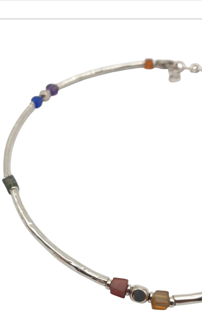 Girocollo Athena Antille In Argento Naturale Semirigido con Pietre Dure Multicolor - immagine 2