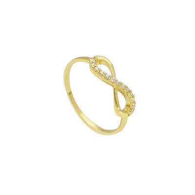 Anello Infinito In Oro 750 Giallo Con Zirconi Bianchi