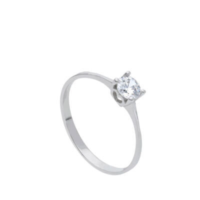 Anello in Oro Bianco 750 Solitario con Zircone