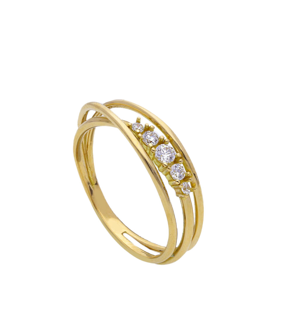 Anello Donna Fantasia In Oro Giallo 750 con Zirconi