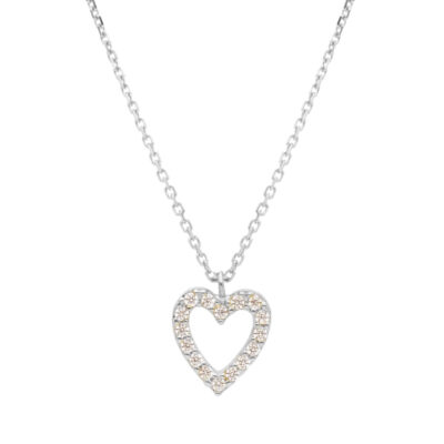 Girocollo Donna Oro Bianco 750 con Cuore di Zirconi