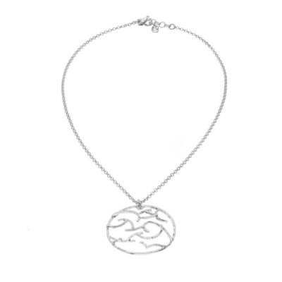 Girocollo Athena In Argento Naturale con Ciondolo Tondo a Onde