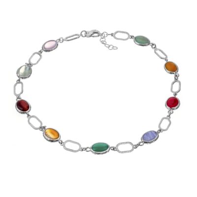 Girocollo Athena Euforia In Argento Naturale con Ovali e Pietre Dure