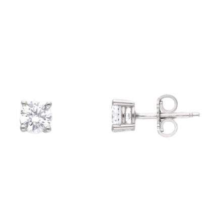 Orecchini Donna Oro Bianco 750 Punto Luce 5mm 4 Punte