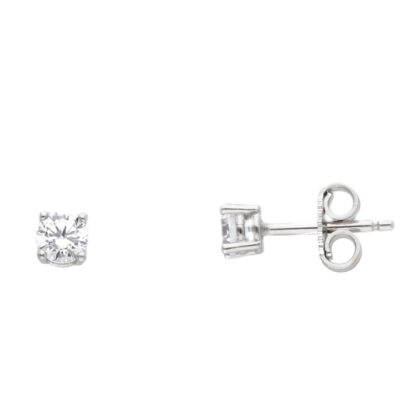 Orecchini Donna Oro Bianco 750 Punto Luce 4 mm 4 Punte