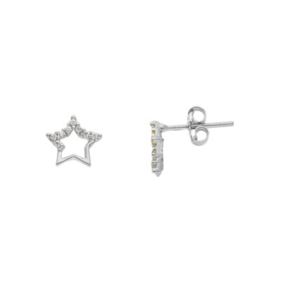 Orecchini Donna Oro Bianco 750 Stellina Traforata con Zirconi