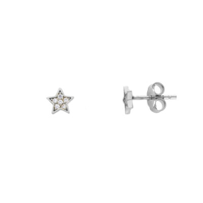Orecchini Donna Oro Bianco 750 Stellina con Zirconi