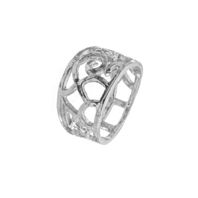 Anello Athena Preziosa In Argento Naturale con Lavorazione a Onde