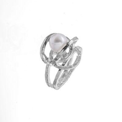 Anello Athena Pura In Argento Naturale con Perla