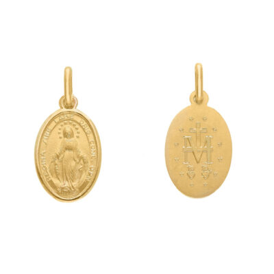 Medaglia con Madonna Miracolosa in Oro Giallo 750 Grande