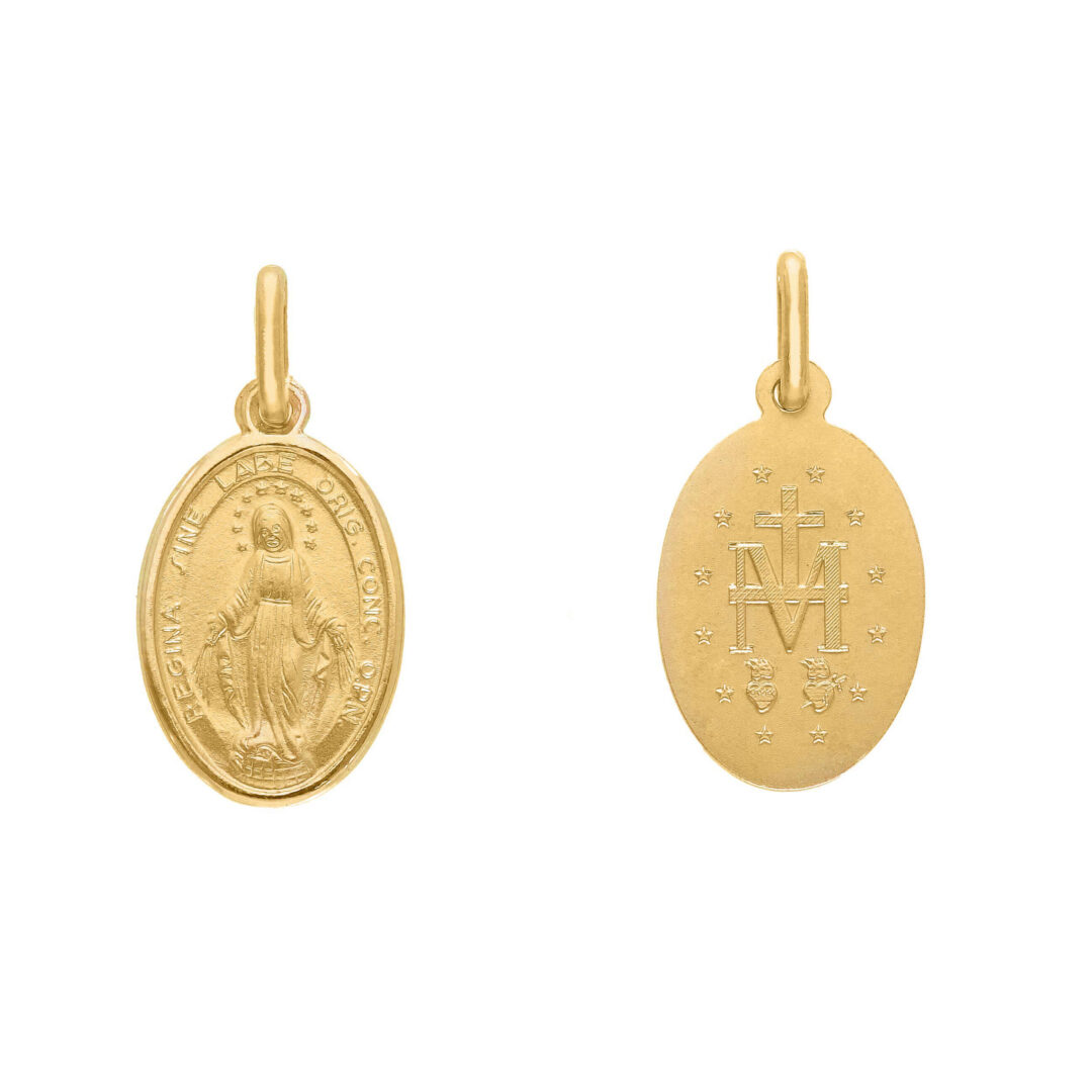 Medaglia con Madonna Miracolosa in Oro Giallo 750 Grande