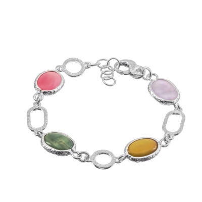 Bracciale Athena Euforia in Argento Naturale con Ovali e Pietre Dure