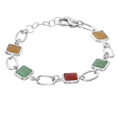Bracciale Athena Mediterranea in Argento Naturale con e Pietre Dure