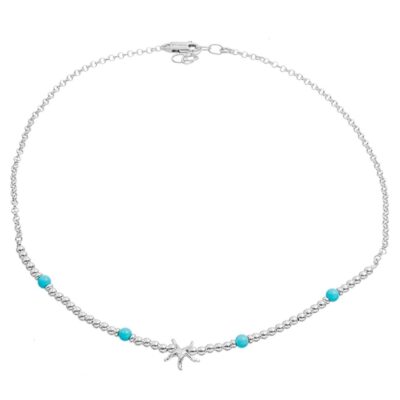 Girocollo Athena Oltremare In Argento Naturale con Stella Marina e Turchese