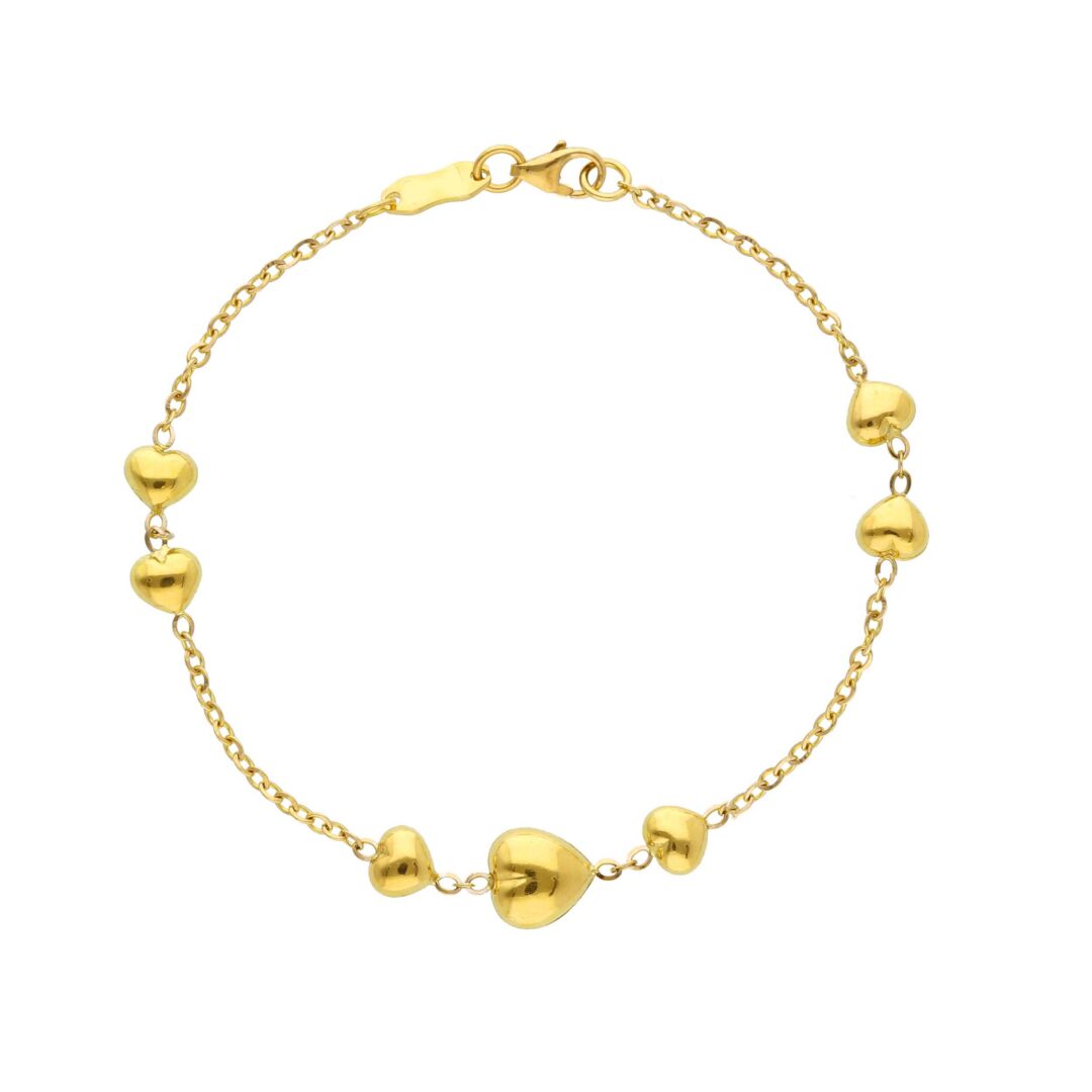 Bracciale Donna In Oro Giallo 750 con Cuori Bombati