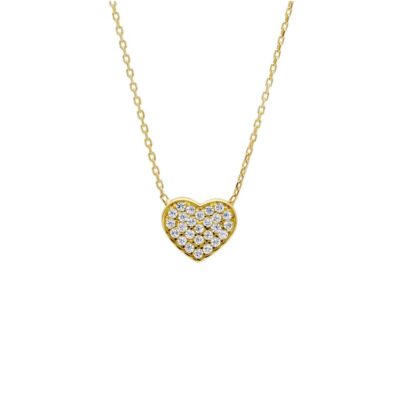 Girocollo Donna Oro Giallo 750 con Cuore di Zirconi