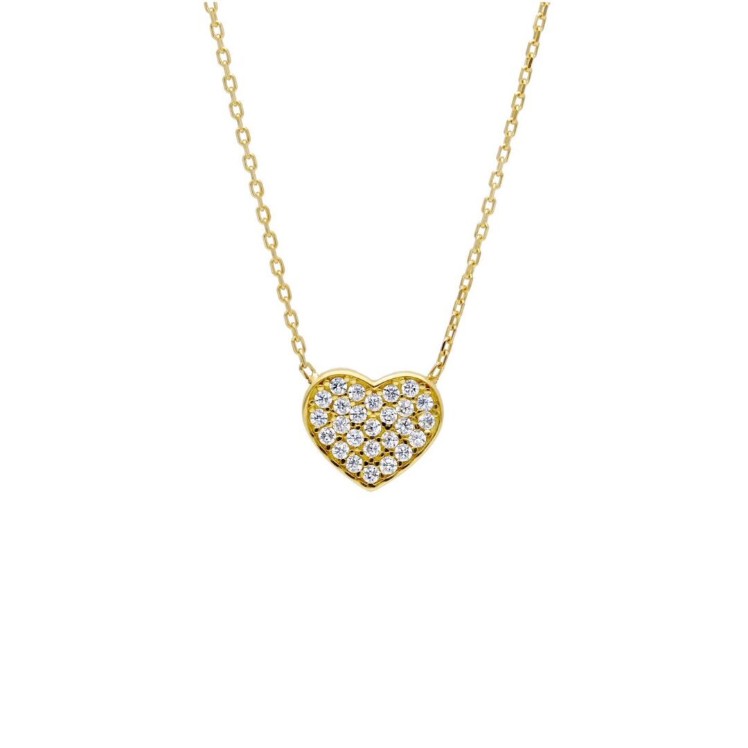 Girocollo Donna Oro Giallo 750 con Cuore di Zirconi