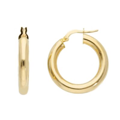 Orecchini a Cerchio Oro Giallo 750 Tondi Canna 4mm Diametro cm 1,5