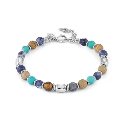 Bracciale Acciaio Uomo Nomination Instinct Style Pietre Miste Celeste e Marrone 027930/062