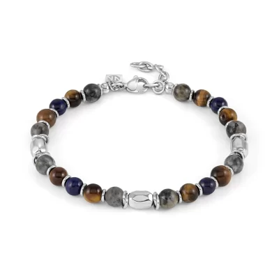Bracciale Acciaio Uomo Nomination Instinct Style Pietre Miste Marrone e Blu 027930/064