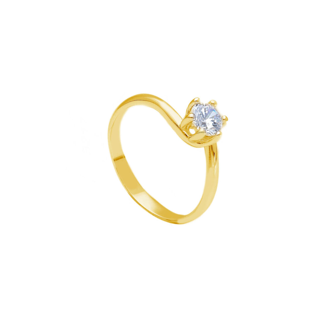 Anello Donna Solitario In Oro Giallo 750 con Zircone