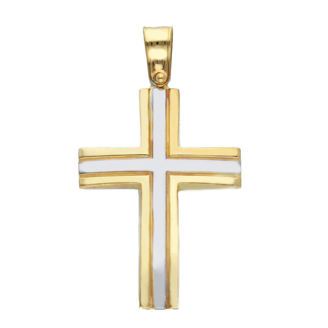 Croce Grande in Oro Giallo e Bianco 750