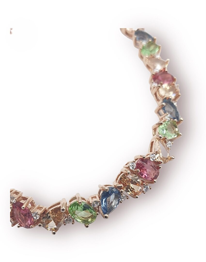 Bracciale Donna in Argento Rosa 925 con Zirconi Multicolor - immagine 3