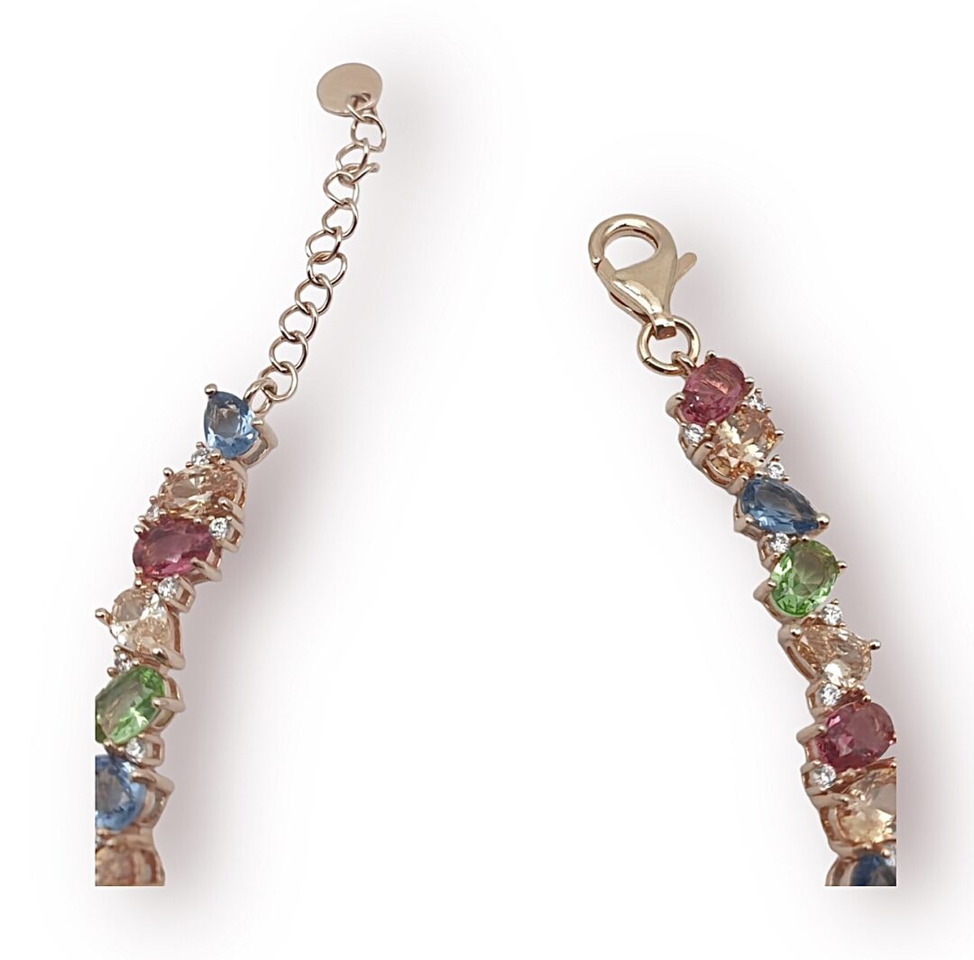 Bracciale Donna in Argento Rosa 925 con Zirconi Multicolor - immagine 2