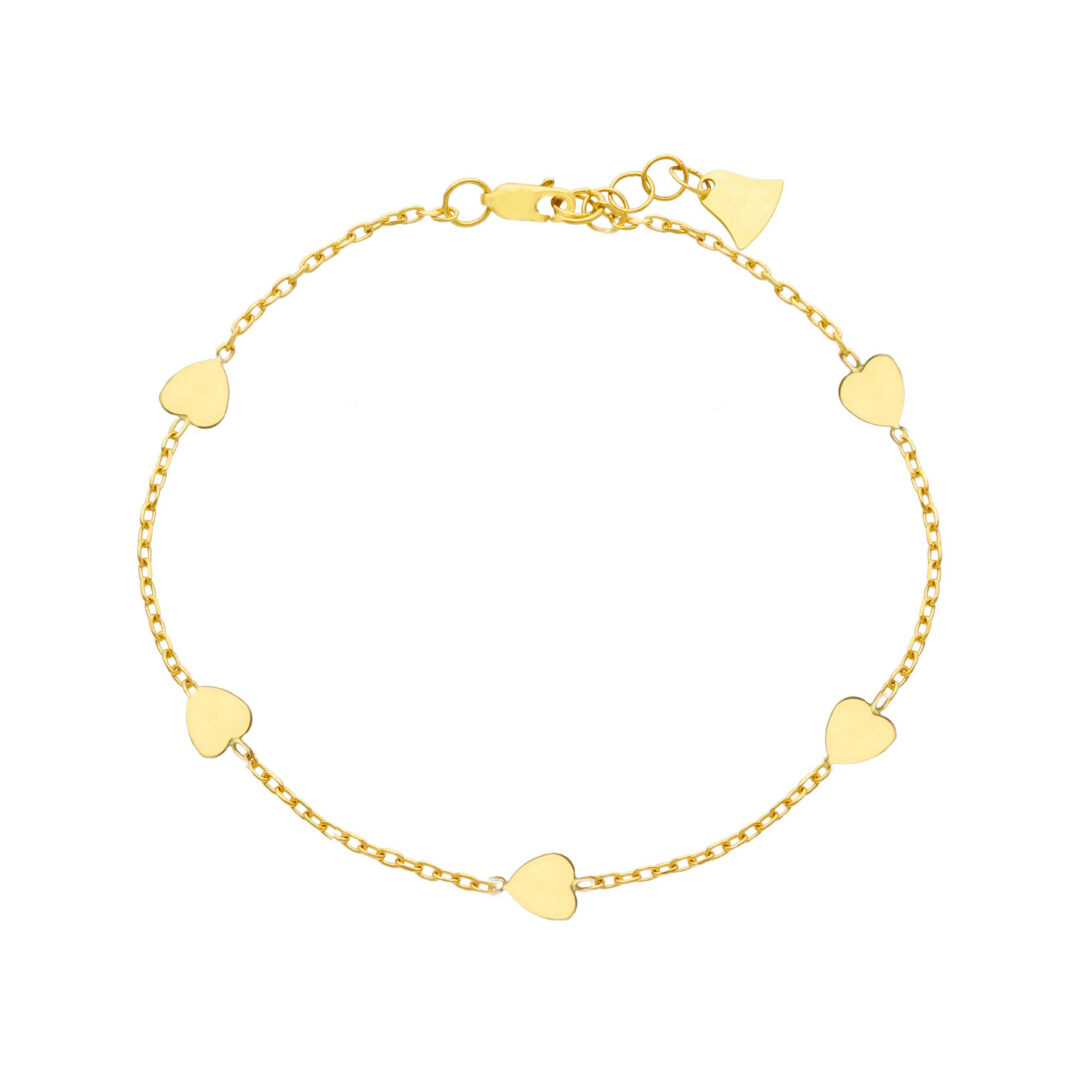 Bracciale Donna In Oro Giallo 750 con Cuoricini Piatti