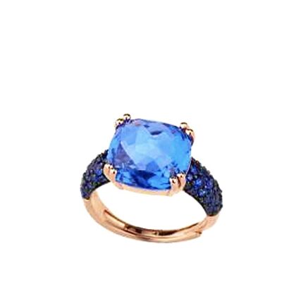 Anello Sovrani in Argento Rosa con Pietre Blu J9488