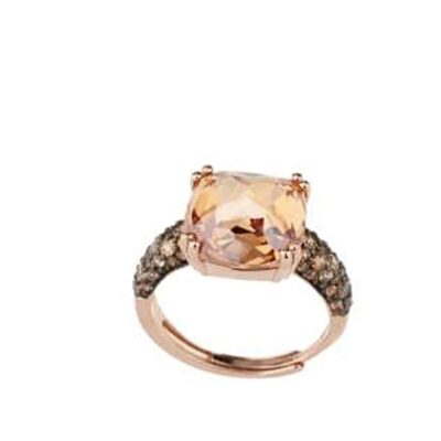 Anello Sovrani in Argento Rosa con Pietre Arancioni J9494