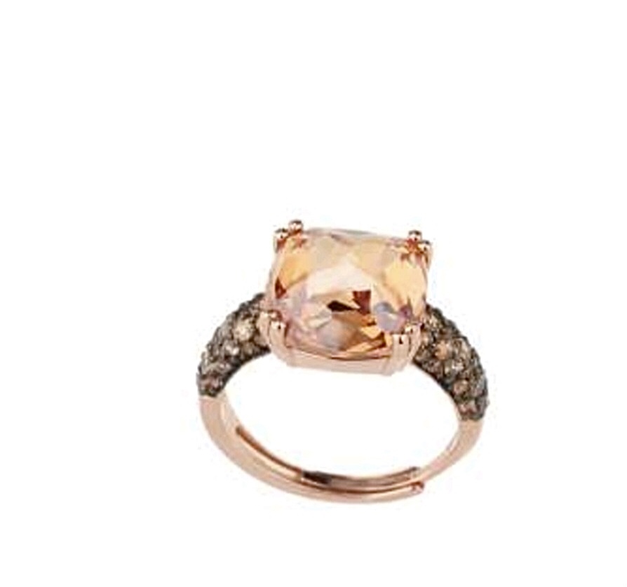 Anello Sovrani in Argento Rosa con Pietre Arancioni J9494