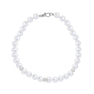 Bracciale Con Perle Bianche Fresh Water e Intercalari in Oro Bianco 750