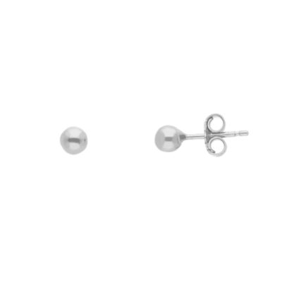 Orecchini a Lobo a Pallina 4 mm In Oro Bianco 750