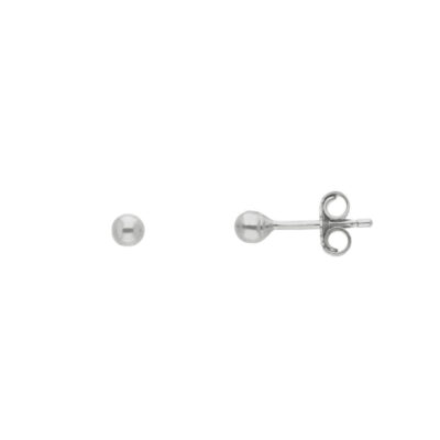 Orecchini a Lobo a Pallina 3 mm In Oro Bianco 750